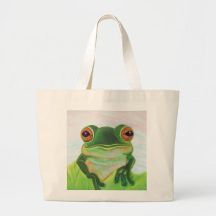 Grüner Frosch Entspannen im Teich Jumbo Stoffbeutel