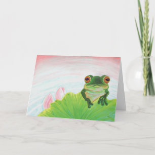 Grüner Frosch Entspannen im Teich Karte