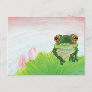 Grüner Frosch Entspannen im Teich Postkarte