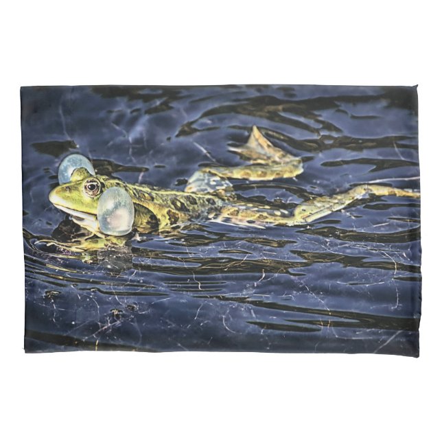 Grüner Frosch im Teich Kissenbezug (Vorderseite)