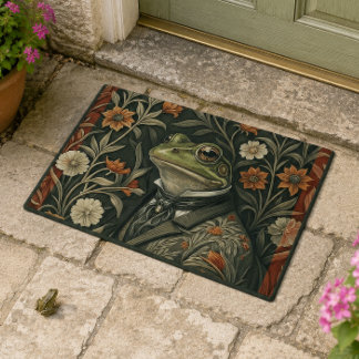 Grüner Frosch in viktorianischer Herrenbekleidung Fußmatte
