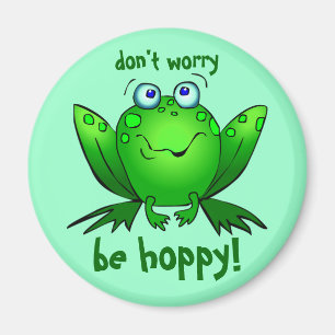 Grüner Frosch Keine Sorge Sei Hoppy Aqua Magnet