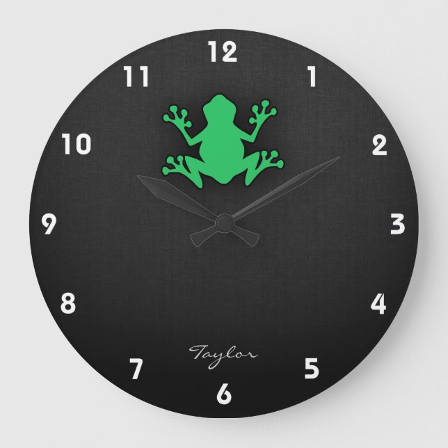 Grüner Frosch Kelly Große Wanduhr (Vorderseite)