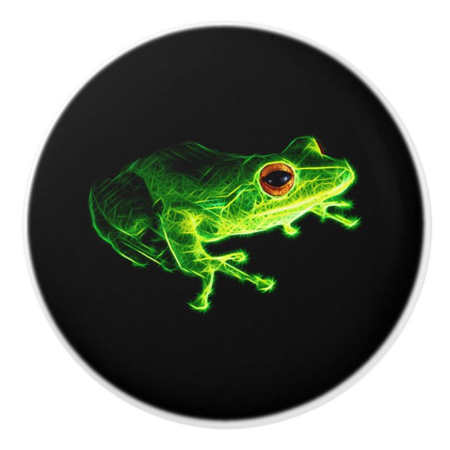 Grüner Frosch Keramikknauf (Vorderseite)