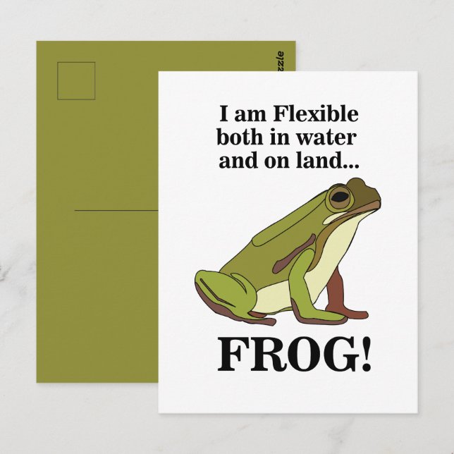 Grüner Frosch Lustig Postkarte (Vorne/Hinten)