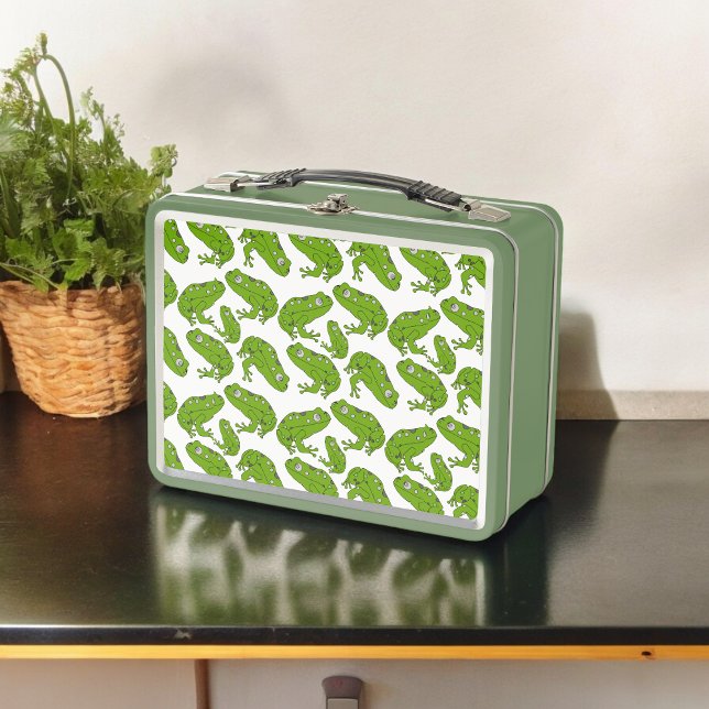 Grüner Frosch Metall Brotdose (Lunchbox)