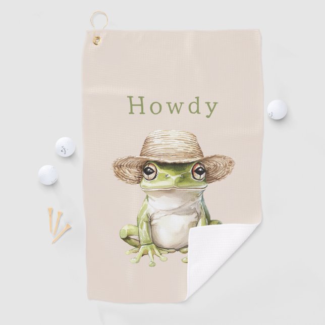 Grüner Frosch mit Hut Golfhandtuch (Insitu)