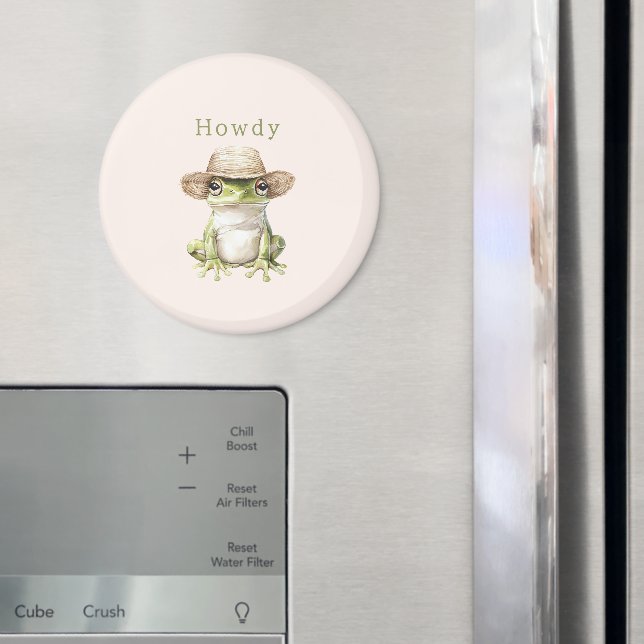 Grüner Frosch mit Hut in Rosa Magnet (In Situ (Kühlschrank))