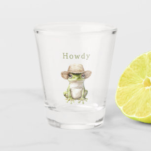 Grüner Frosch mit Hut Schnapsglas