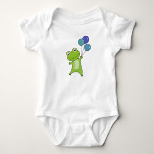 Grüner Frosch mit Luftballons Lustige Tiere für Ki Baby Strampler