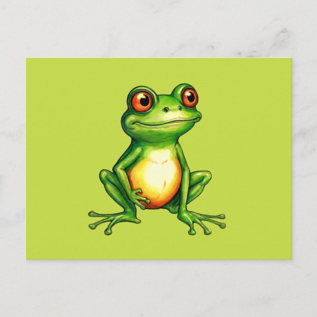 Grüner Frosch-Postkarte für niedlichen Cartoon Postkarte (Vorderseite)
