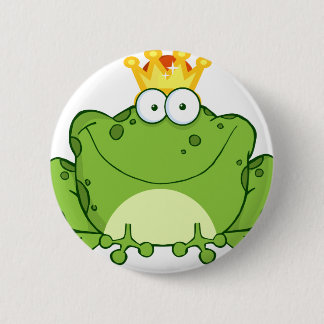 Grüner Frosch-Prinz Cartoon Character Button