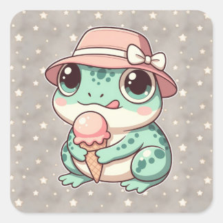 Grüner Frosch Quadratischer Aufkleber