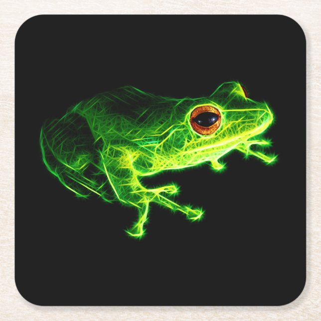 Grüner Frosch Rechteckiger Pappuntersetzer (Vorderseite)