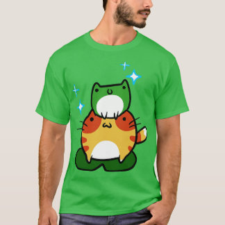 Grüner Frosch und Orange Tabby Frog T-Shirt