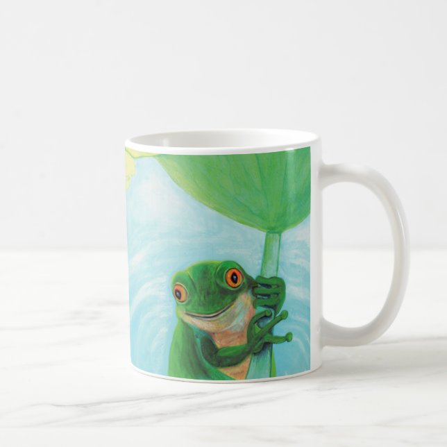 Grüner Frosch unter Lily Pad Kaffeetasse (Rechts)