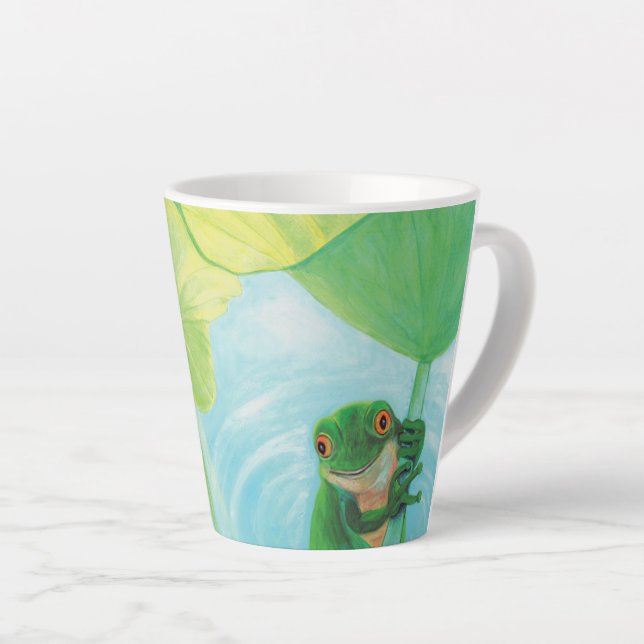 Grüner Frosch unter Lily Pad Milchtasse (Rechte Ecke)