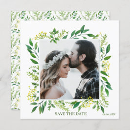 Grüner Frühling Botanische Kräuter Save the Date Einladung