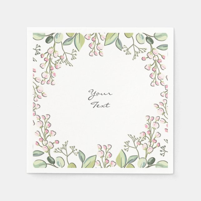 Grüner Frühling Rosa Blume Napkins Serviette (Vorderseite)