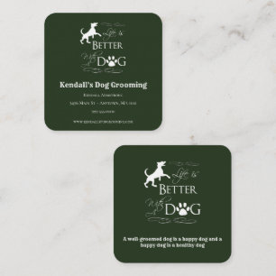 Grüner Funny Zitat Dog Grooming Quadratische Visitenkarte