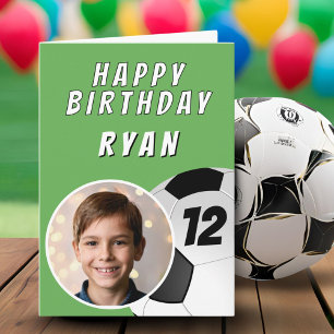 Grüner Fußball Foto Geburtstag Karte