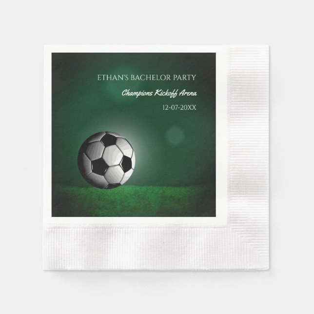 Grüner Fußball Geburtstag / Bachelor Party Serviette (Vorderseite)