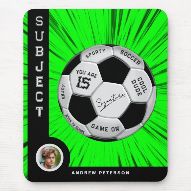 Grüner Fußball Geburtstag nach Maß Mousepad (Vorne)