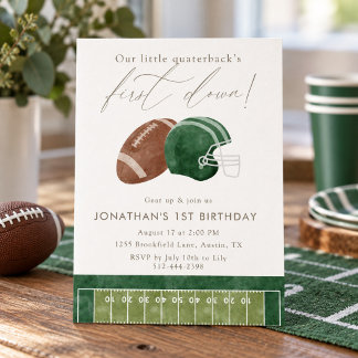 Grüner Fußballhelm zum ersten Geburtstag Einladung