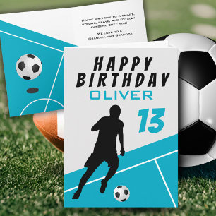 Grüner Fußballspieler Fußball Ball Junge Geburtsta Karte