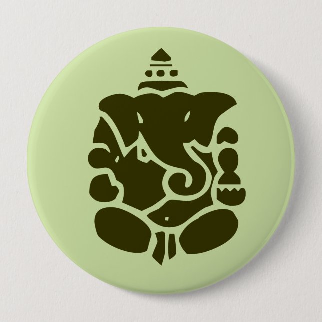 Grüner Ganesh Knopf Button (Vorderseite)