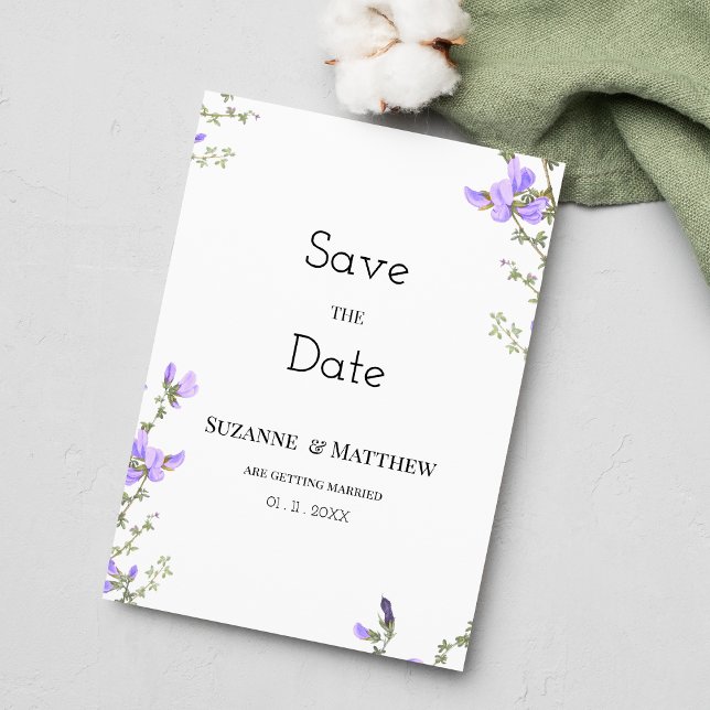 Grüner Garten der Frühlingslilac Save the Date mit Einladung (Spring lilac green wildflower garden Save the Date )