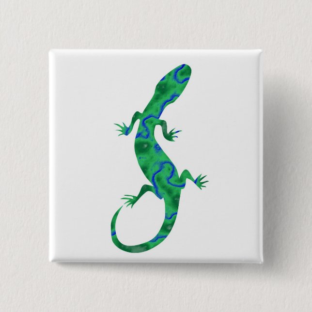 Grüner Gecko ArtDeco Button (Vorderseite)