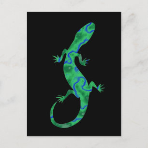 Grüner Gecko ArtDeco Postkarte