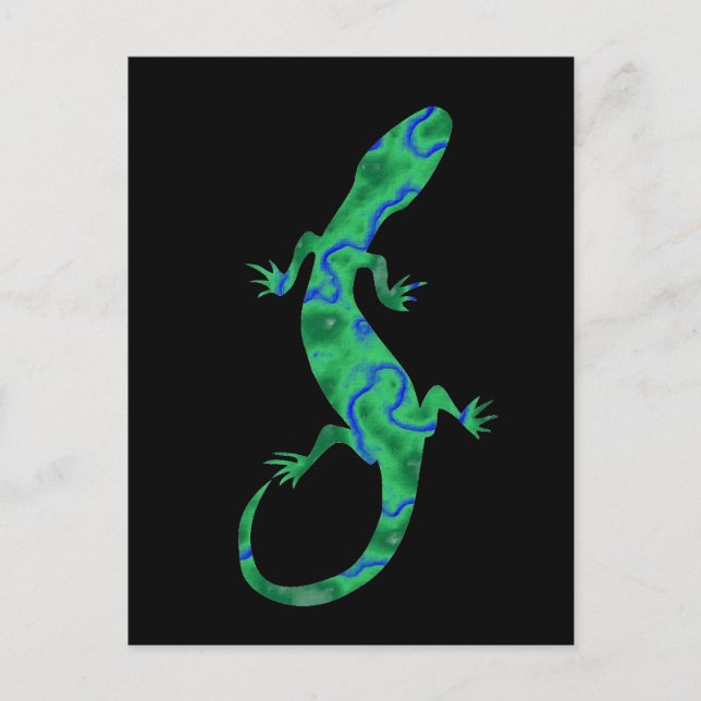Grüner Gecko ArtDeco Postkarte (Vorderseite)