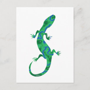 Grüner Gecko ArtDeco Postkarte