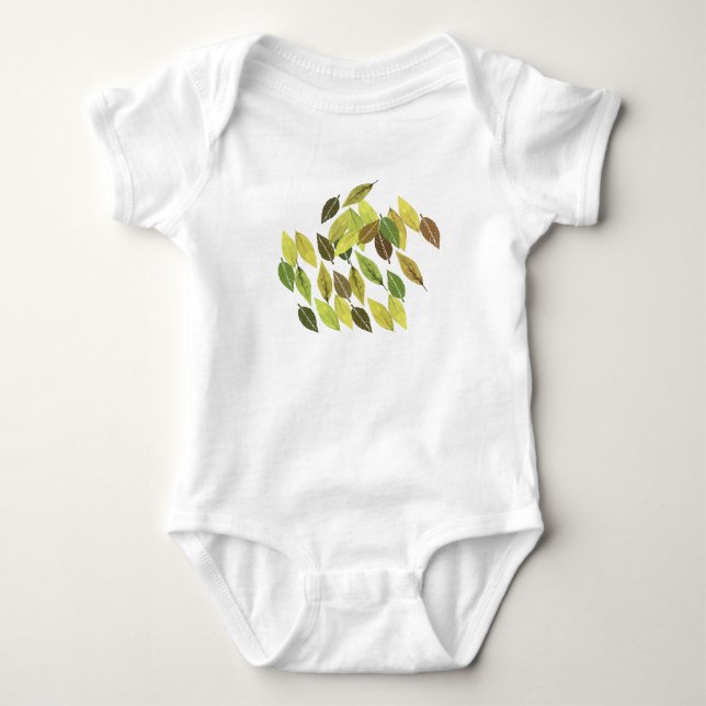 Grüner Gelbblätterbaum Baby Strampler (Vorderseite)