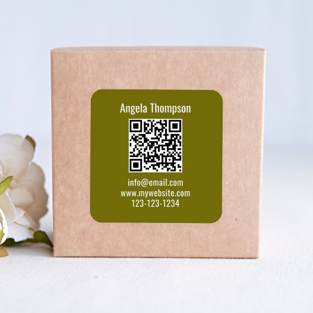 Grüner Geschäfts-QR-Code individuell Basic Quadratischer Aufkleber (Green QR code business product label. )