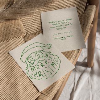 Grüner gezeichneter Weihnachtsmann Frohe Weihnacht Feiertagskarte