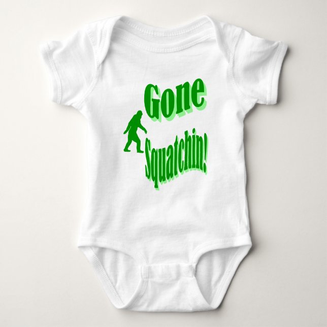 Grüner gezogener Squatchin-Slogan Baby Strampler (Vorderseite)