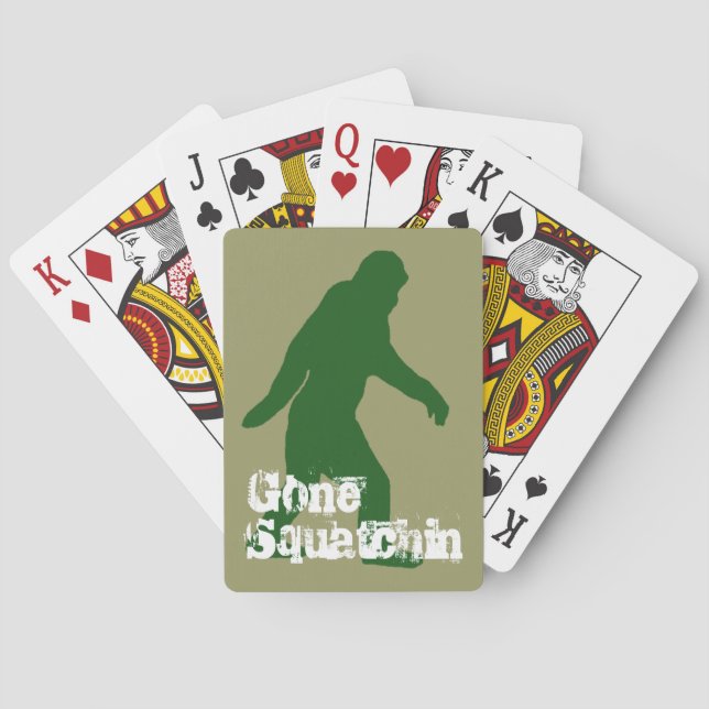 Grüner gezogener Squatchin-Slogan Spielkarten (Rückseite)