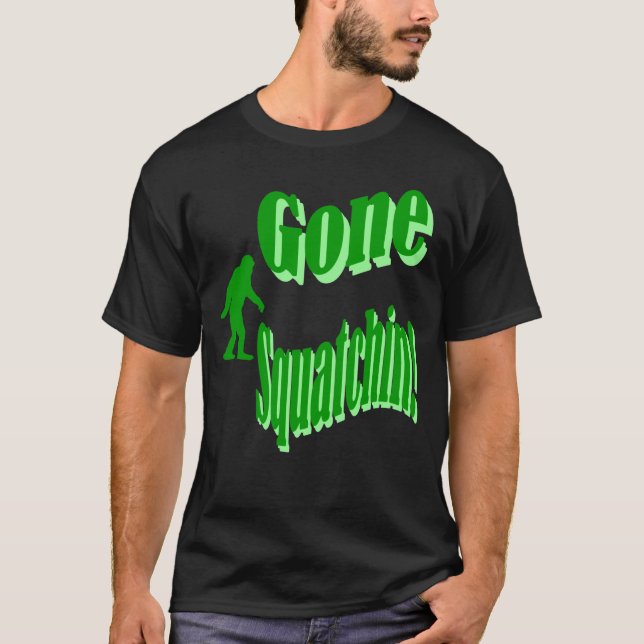 Grüner gezogener Squatchin-Slogan T-Shirt (Vorderseite)