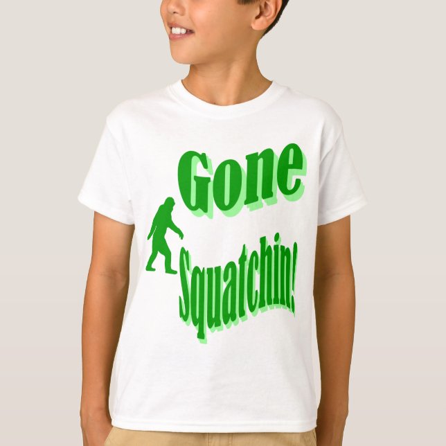 Grüner gezogener Squatchin-Slogan T-Shirt (Vorderseite)
