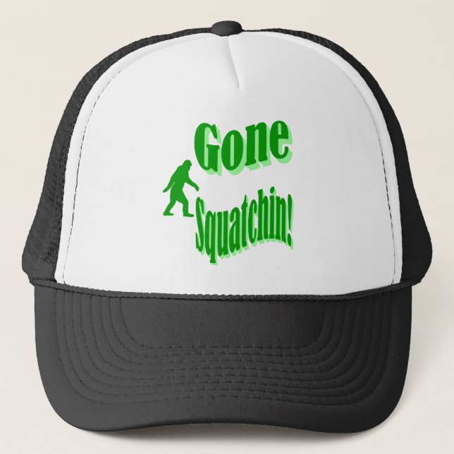 Grüner gezogener Squatchin-Slogan Truckerkappe (Vorderseite)