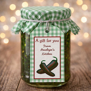 Grüner Gingham-Anhänger für selbstgemachte Jalepen Geschenkanhänger