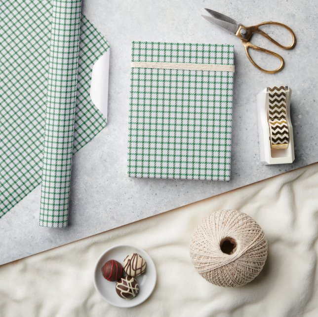 Grüner Gingham Geschenkpapier (Kunsthandwerk)