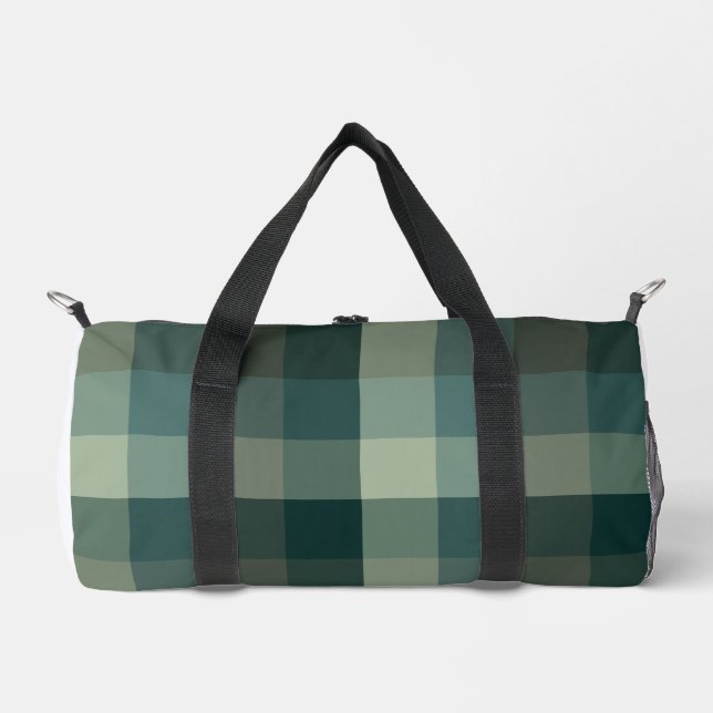 Grüner Gingham-Karo-Karo-Design  Duffle Bag (Vorderseite)