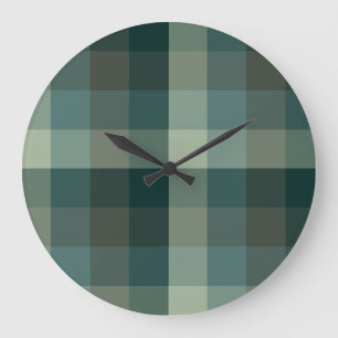 Grüner Gingham-Karo-Karo-Design  Große Wanduhr