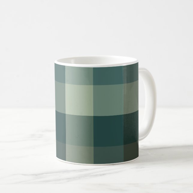 Grüner Gingham-Karo-Karo-Design  Kaffeetasse (VorderseiteRechts)