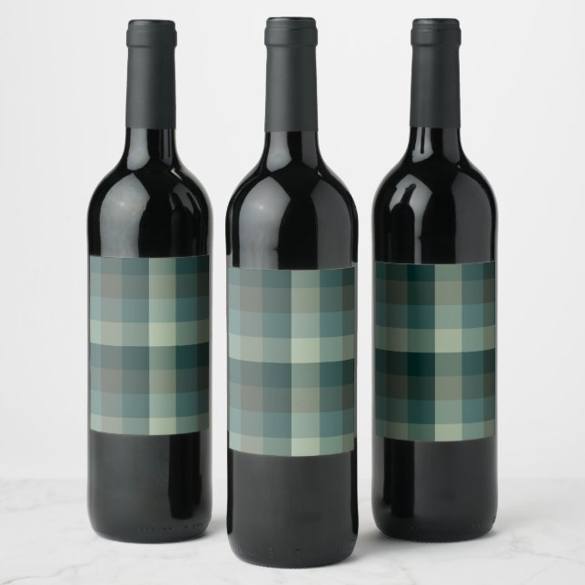 Grüner Gingham-Karo-Karo-Design  Weinetikett (Flaschen)