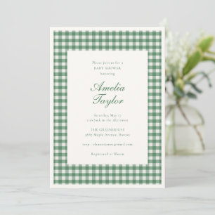 Grüner Gingham-Karo-Klassiker für Baby-Party im pr Einladung